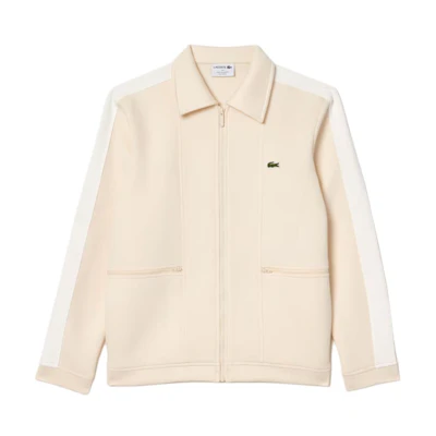LACOSTE Beige Embroidered Long-Sleeve Polo Collar Jacket. SH3862-IBH
