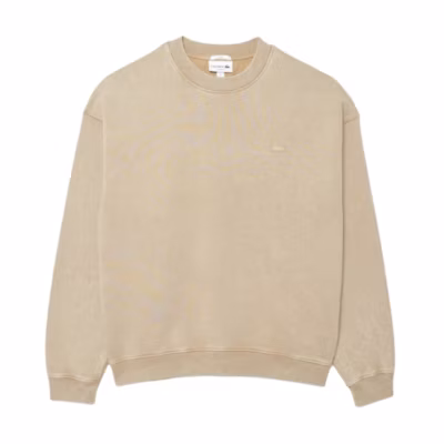 LACOSTE Beige Oversized Crewneck Pullover Sweatshirt Long Sleeve SH2837-02S