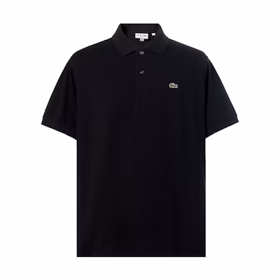 LACOSTE Black Cotton Logo Casual Short Sleeve Polo Shirt. L1212-031