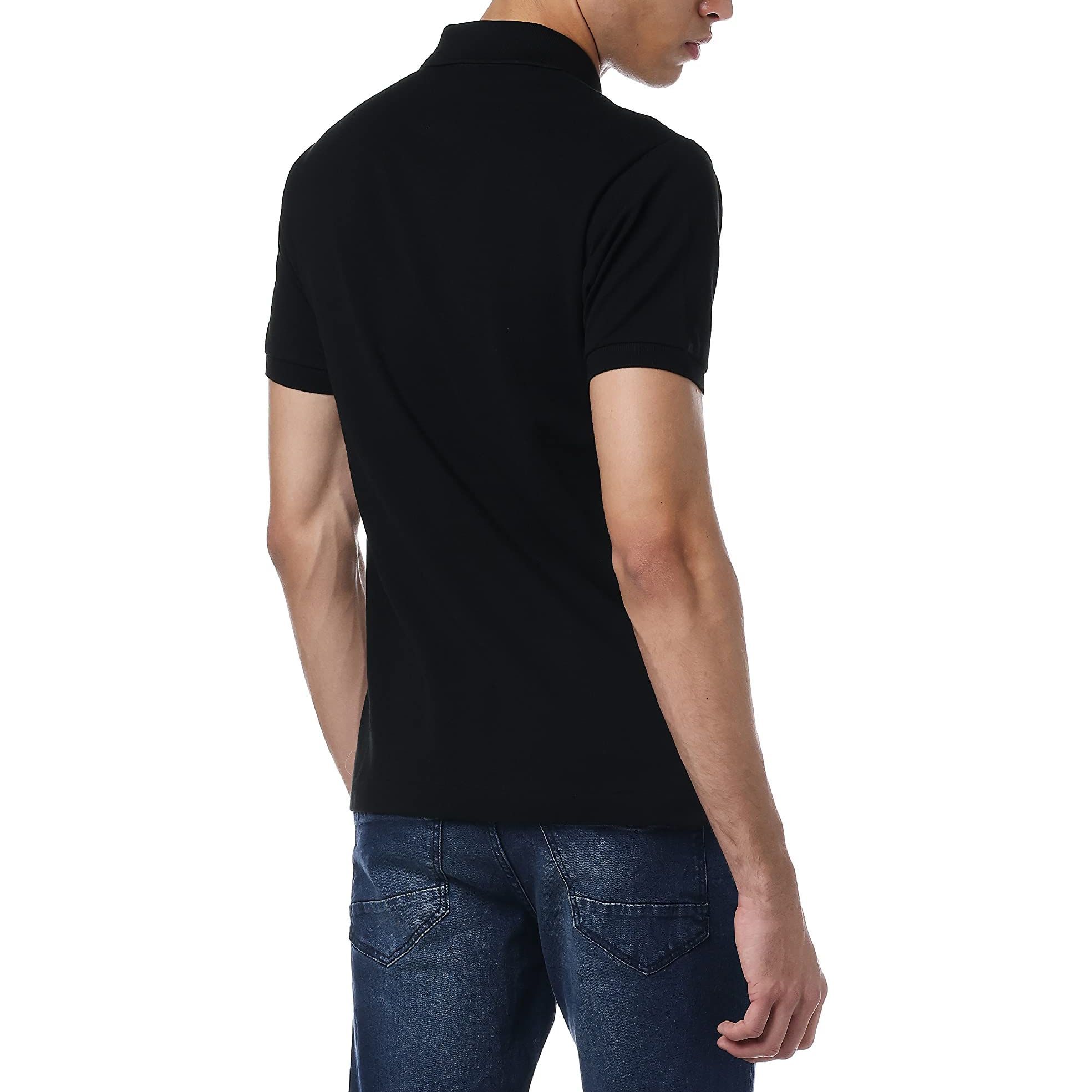 Cheap LACOSTE 黑色棉質標誌休閒短袖POLO衫 L1212-031