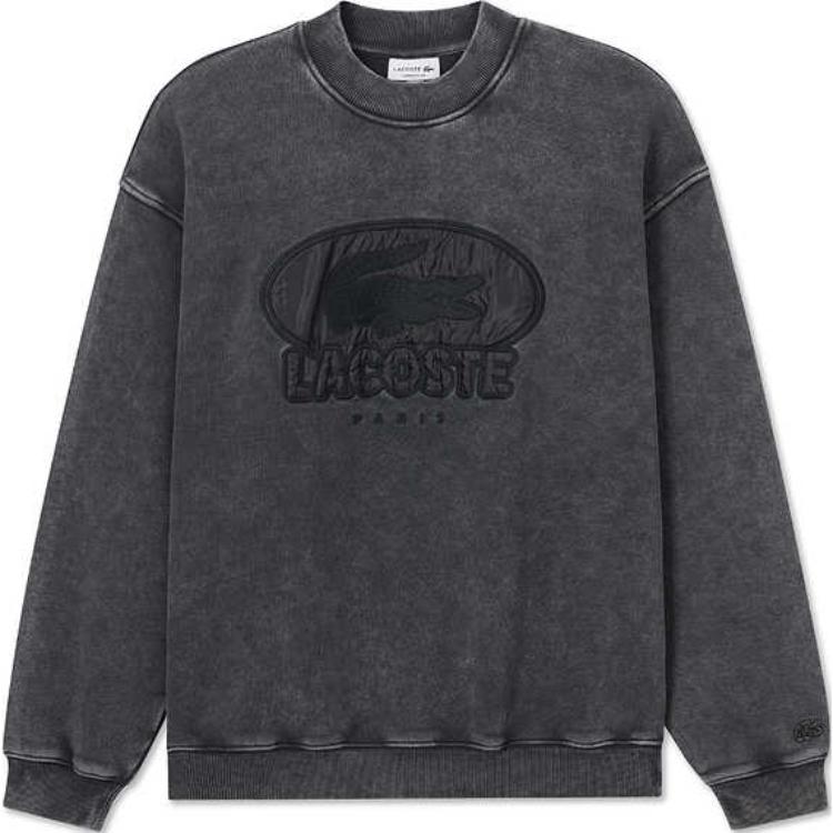 LACOSTE  Black Crewneck Long-Sleeve Sweatshirt Comfortable Fit. SH4151-031