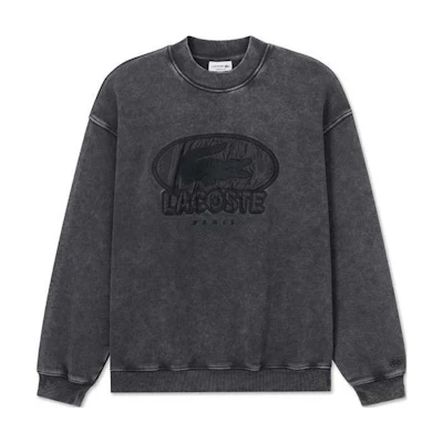 LACOSTE Black Crewneck Long-Sleeve Sweatshirt Comfortable Fit. SH4151-031