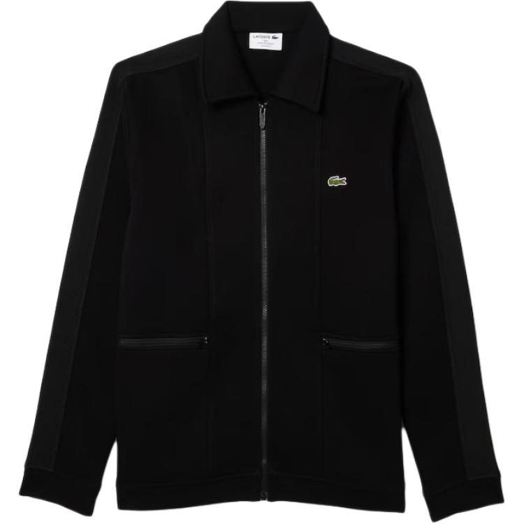 LACOSTE  Black Embroidered Logo Polo Collar Long Sleeve Jacket. SH3862-C31