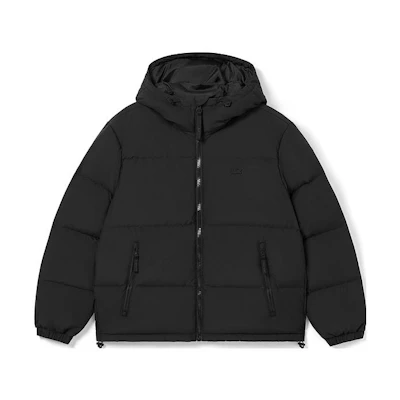 LACOSTE Black Hooded Down Jacket Warm Solid Color Winter Coat. BH6245-031