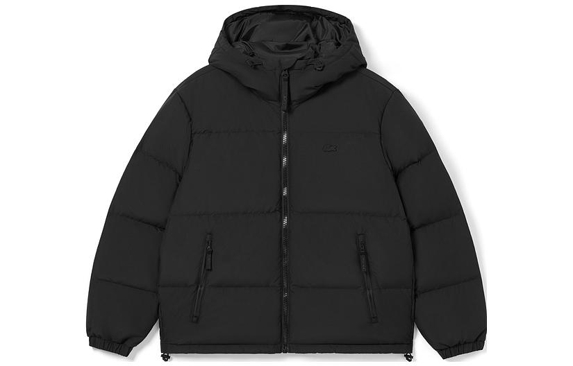 LACOSTE  Black Hooded Down Jacket Warm Solid Color Winter Coat. BH6245-031 圖 2