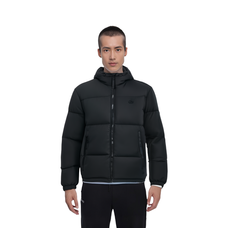 LACOSTE  Black Hooded Down Jacket Warm Solid Color Winter Coat. BH6245-031 圖 6