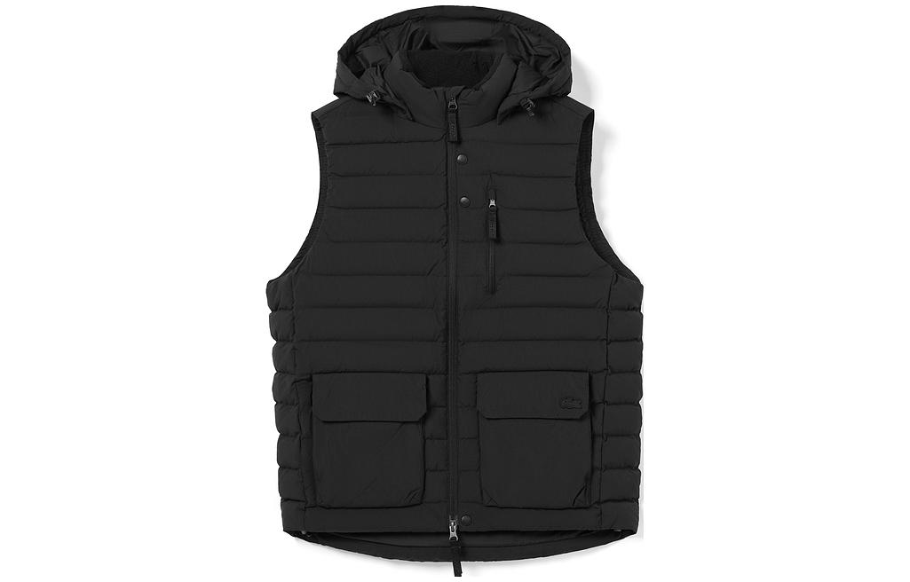 LACOSTE  Black Hooded Zip-Up Jacket Vest - Plain Warm Design BH8529-031