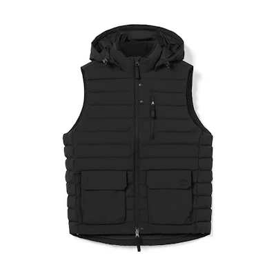 LACOSTE Black Hooded Zip-Up Jacket Vest - Plain Warm Design BH8529-031