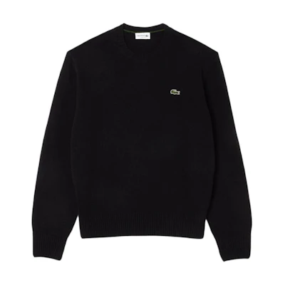 LACOSTE Black Logo Embroidered Crewneck Sweater Long Sleeve Comfortable AH2916-031