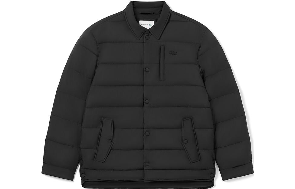 LACOSTE  Black Long-Sleeve Padded Warm Cotton Jacket with Collar. BH2383