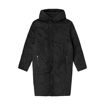 LACOSTE Black Long Down Jacket with Hood - Warm and Minimalist Design. BH0509-EL6