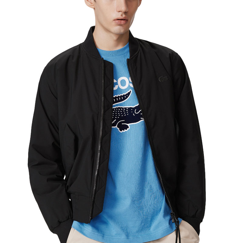 Lookbook LACOSTE 黑色商务休闲棒球领拉链夹克 BH4455
