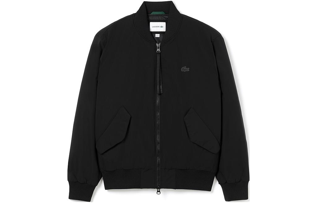 Order LACOSTE Jaket Kasual Hitam Polos Hangat dengan Resleting. BH5956-031