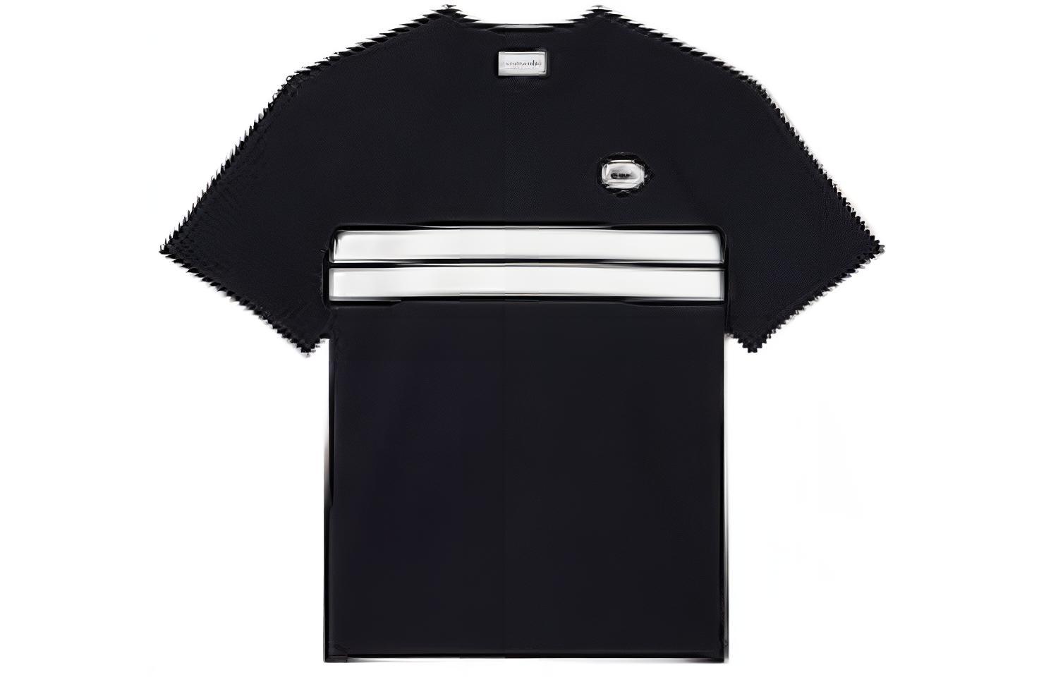 Lacoste  Blue Back Letter Stripe Print Casual Short Sleeve T-Shirt TH8590-HDE