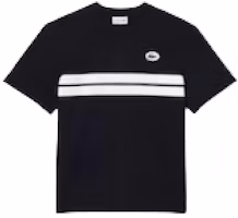 Lacoste Blue Back Letter Stripe Print Casual Short Sleeve T-Shirt TH8590-HDE Lacoste Blue Back Letter Stripe Print Casual Short Sleeve T-Shirt TH8590-HDE