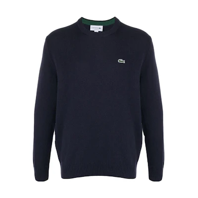 LACOSTE Blue Embroidered Wool Sweater Long Sleeve Pullover AH1988166