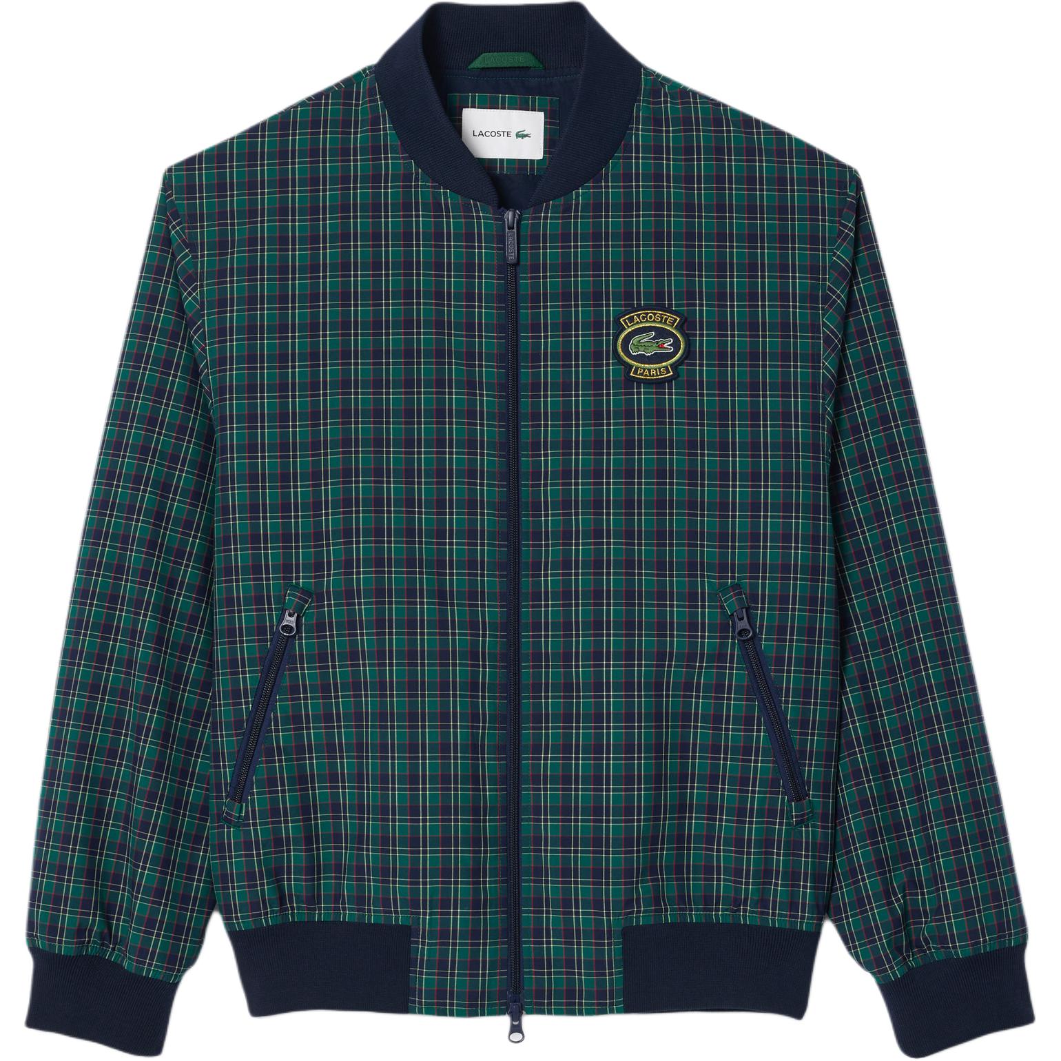 LACOSTE  Blue Plaid Zip-Up Bomber Jacket BH1178-QRN