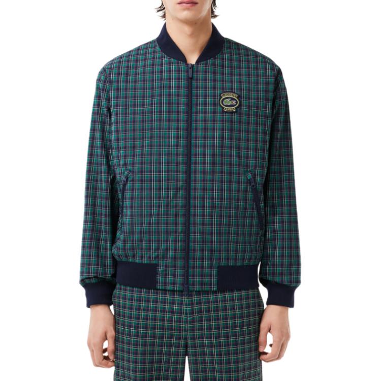 Lookbook LACOSTE 藍色格紋拉鍊飛行夾克 BH1178-QRN