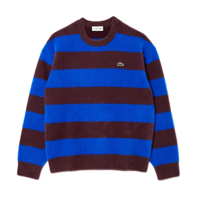 LACOSTE Blue Striped Knit Pullover Sweater Dual-Sided Design. AH2915-IB7