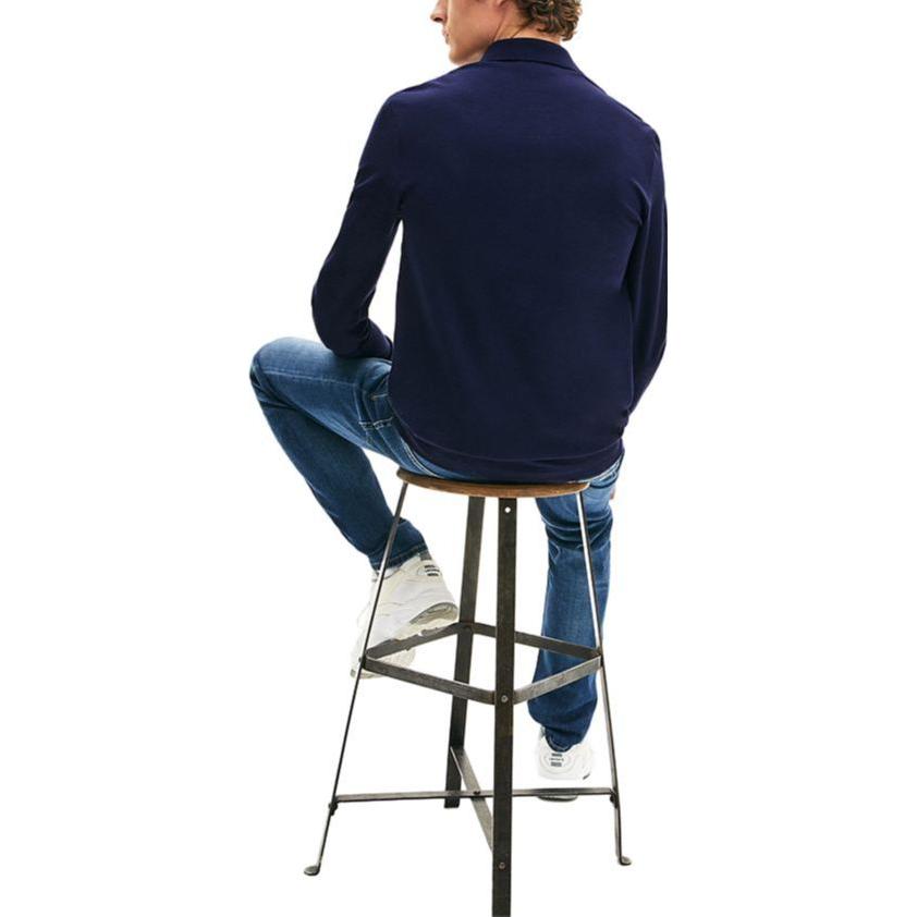 Lookbook Lacoste 透氣舒適長袖純色POLO衫 海軍藍。 PH2481M2-166