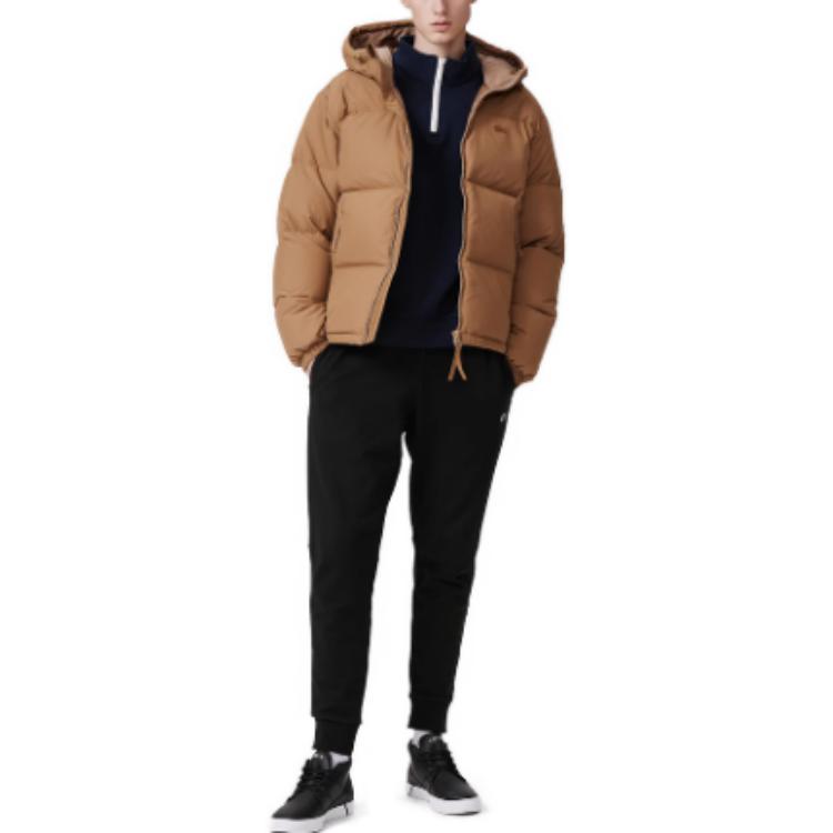 LACOSTE  Brown Solid Color Hooded Down Jacket - Casual & Warm. BH4484-ZOW 圖 4
