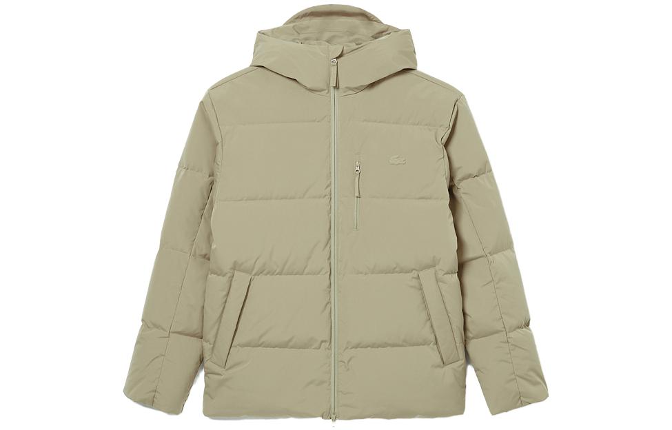 LACOSTE  Camel Hooded Zip-Up Cotton Jacket Winter Coat. BH8530-CB8