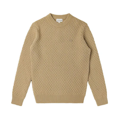 LACOSTE Casual Knit Sweater in Light Khaki - Warm & Comfortable. AH6799-GE2