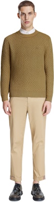 LACOSTE Casual Knit Sweater in Light Khaki - Warm & Comfortable. AH6799-GE2 Details for LACOSTE Casual Knit Sweater in Light Khaki - Warm & Comfortable. AH6799-GE2