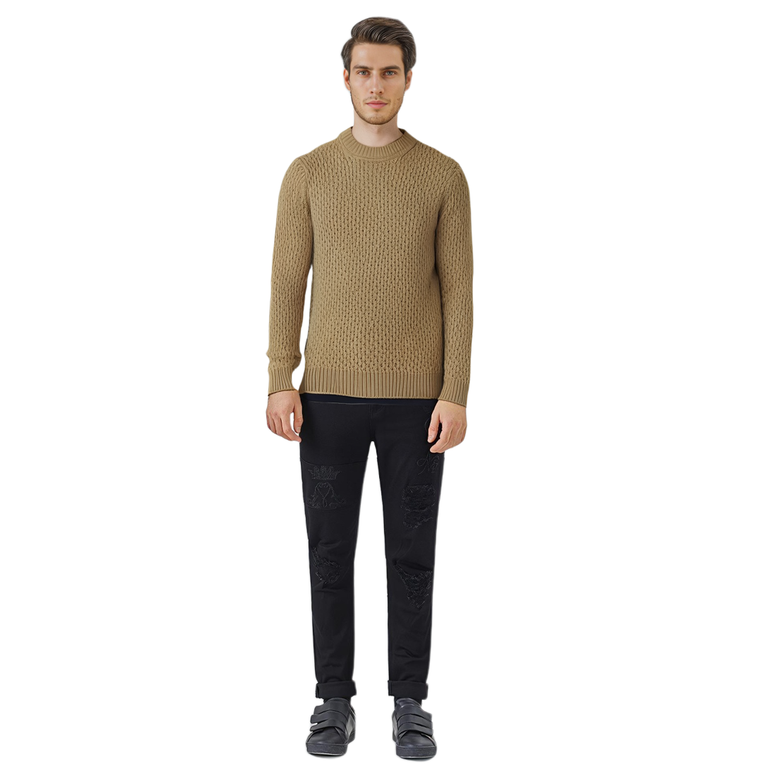 Sizing LACOSTE  Casual Knit Sweater in Light Khaki - Warm & Comfortable. AH6799-GE2