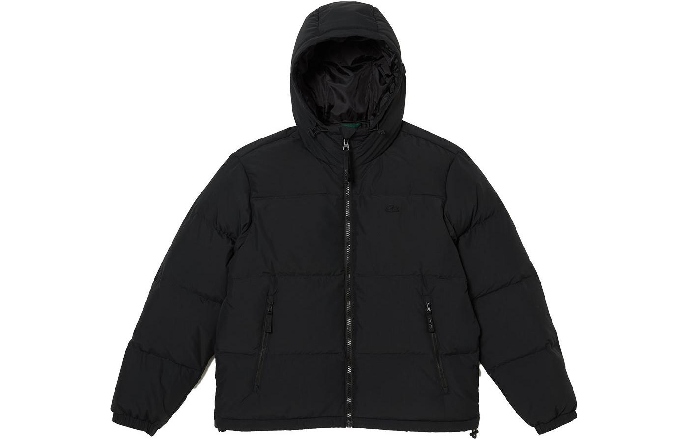 LACOSTE  Casual Oversized Black Zip-Up Hoodie Jacket. BH3522-00