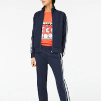 Shop LACOSTE Casual Stand Collar Sweatshirt Jacket in Dark Blue. SH5365