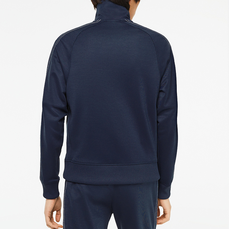 Details for LACOSTE Jaket Sweatshirt Kerah Standar Kasual Warna Biru Tua. SH5365
