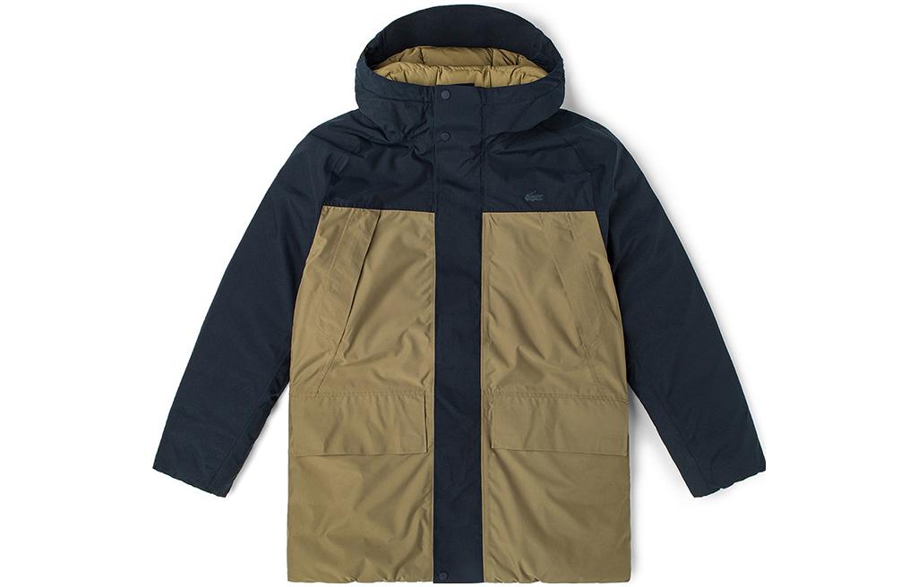 LACOSTE  Colorblock Hooded Casual Down Jacket Khaki BH7792