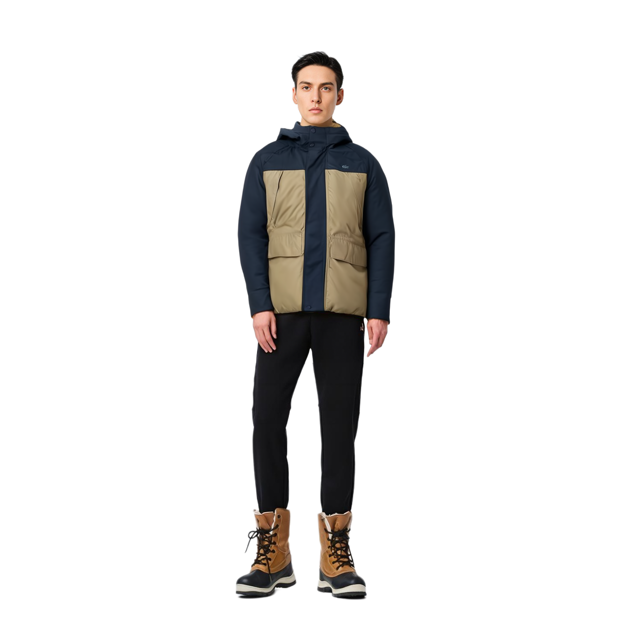 Sizing LACOSTE Jaket Hoodie Casual Warna Khaki untuk Pria BH7792