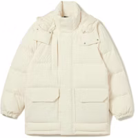 LACOSTE Cream White Detachable Hood Loose-Fit Insulated Jacket. BH5977-XFJ LACOSTE Cream White Detachable Hood Loose-Fit Insulated Jacket. BH5977-XFJ