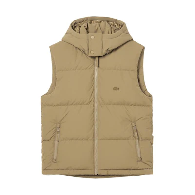LACOSTE Detachable Hooded Sleeveless Vest in Khaki Color. BH1611-SIX