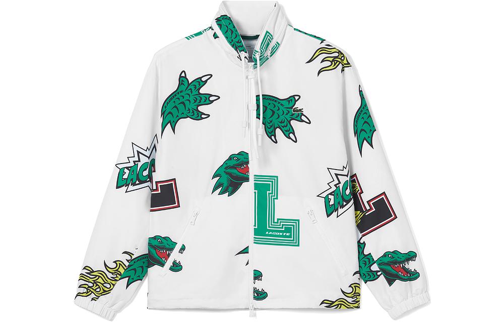 Order LACOSTE  Dinosaur Print Colorblock Zip-Up Jacket with Stand Collar. BH4610