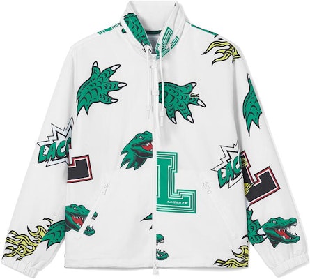 LACOSTE Dinosaur Print Colorblock Zip-Up Jacket with Stand Collar. BH4610 Order LACOSTE Dinosaur Print Colorblock Zip-Up Jacket with Stand Collar. BH4610