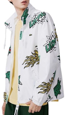LACOSTE Dinosaur Print Colorblock Zip-Up Jacket with Stand Collar. BH4610 Lookbook LACOSTE Dinosaur Print Colorblock Zip-Up Jacket with Stand Collar. BH4610