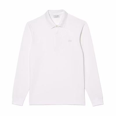 LACOSTE FW22 White Long Sleeve Pullover Polo Shirt PH2481-001