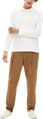 LACOSTE FW22 White Long Sleeve Pullover Polo Shirt PH2481-001 Lookbook LACOSTE FW22 White Long Sleeve Pullover Polo Shirt PH2481-001