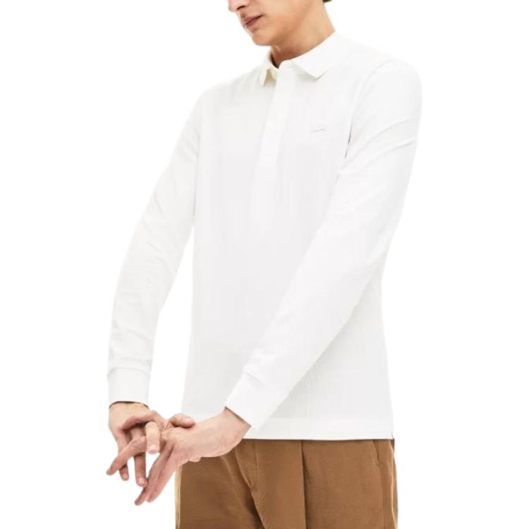 Shop LACOSTE  FW22 White Long Sleeve Pullover Polo Shirt PH2481-001