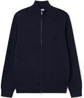 LACOSTE FW23 Solid Zip-Up Knit Cardigan Navy Blue AH1955-166 LACOSTE FW23 Solid Zip-Up Knit Cardigan Navy Blue AH1955-166