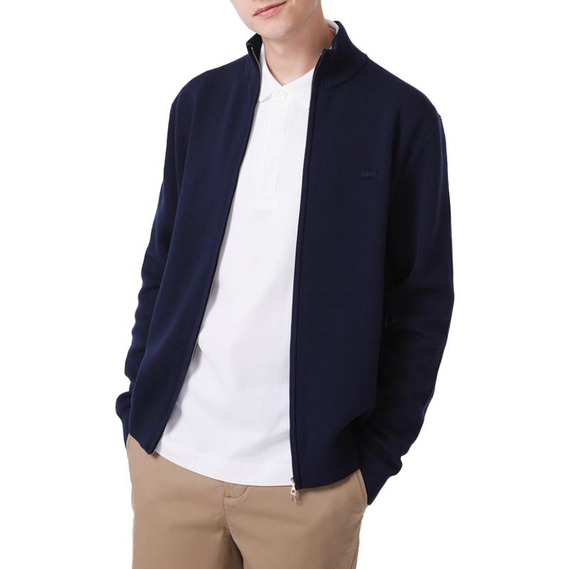 Shop 라코스테 FW23 솔리드 집업 니트 가디건 네이비 블루 AH1955-166