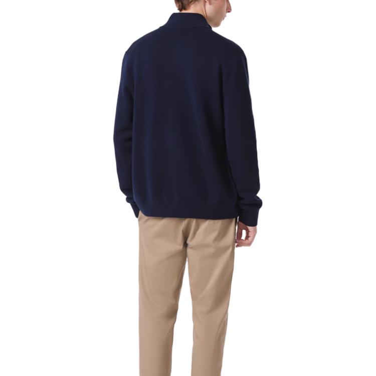 Purchase 라코스테 FW23 솔리드 집업 니트 가디건 네이비 블루 AH1955-166