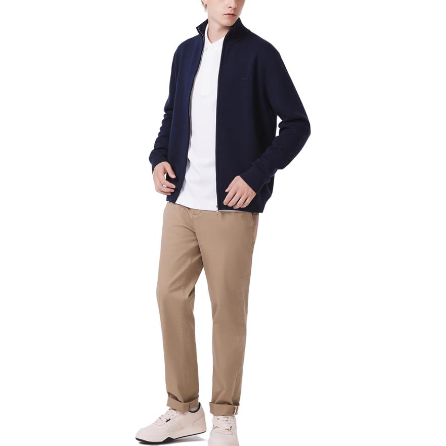 Details for 라코스테 FW23 솔리드 집업 니트 가디건 네이비 블루 AH1955-166