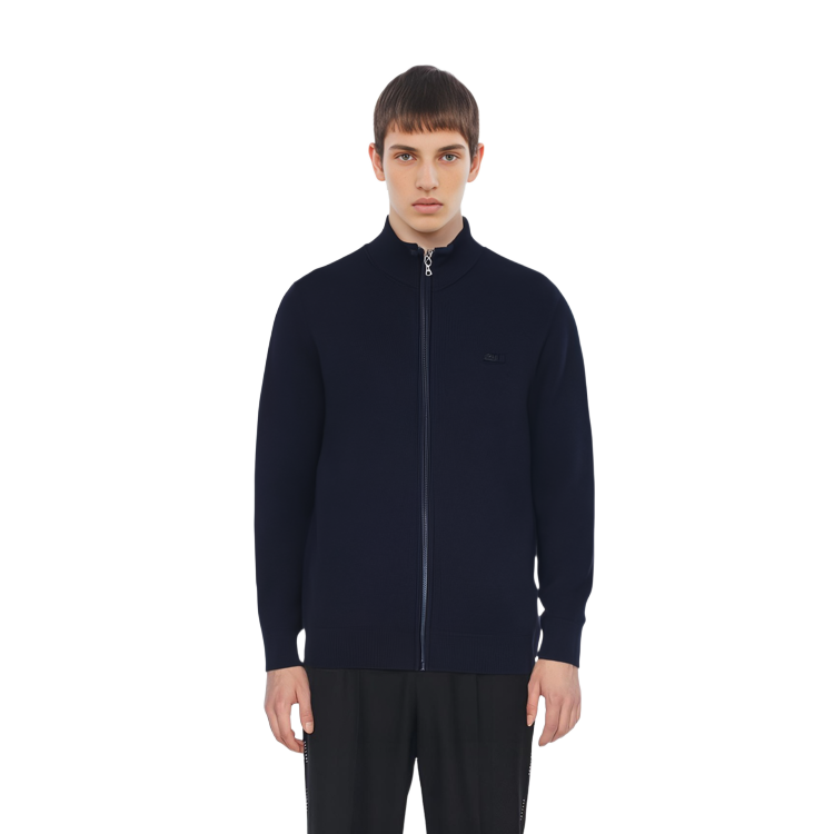 Cheap 라코스테 FW23 솔리드 집업 니트 가디건 네이비 블루 AH1955-166