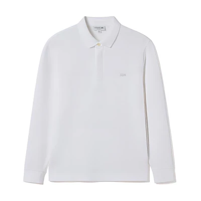 LACOSTE FW23 White Long-Sleeve Polo Shirt Classic Solid Color PH6248-001