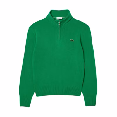 LACOSTE Green High Neck Oversized Comfortable Long-Sleeve Sweater. AH3052-LDM