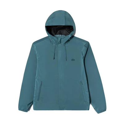 Lacoste Green Waterproof Hoodie Jacket - Comfortable Solid Design. BH5978-IY4